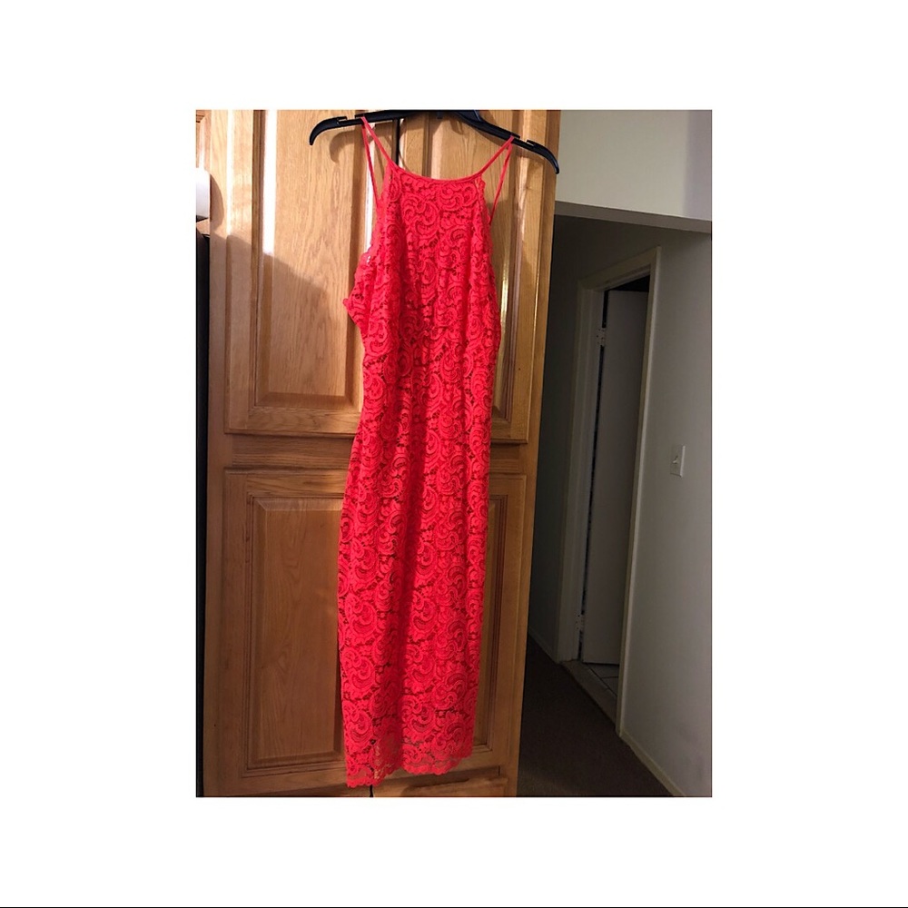 Red lace dress spaghetti straps